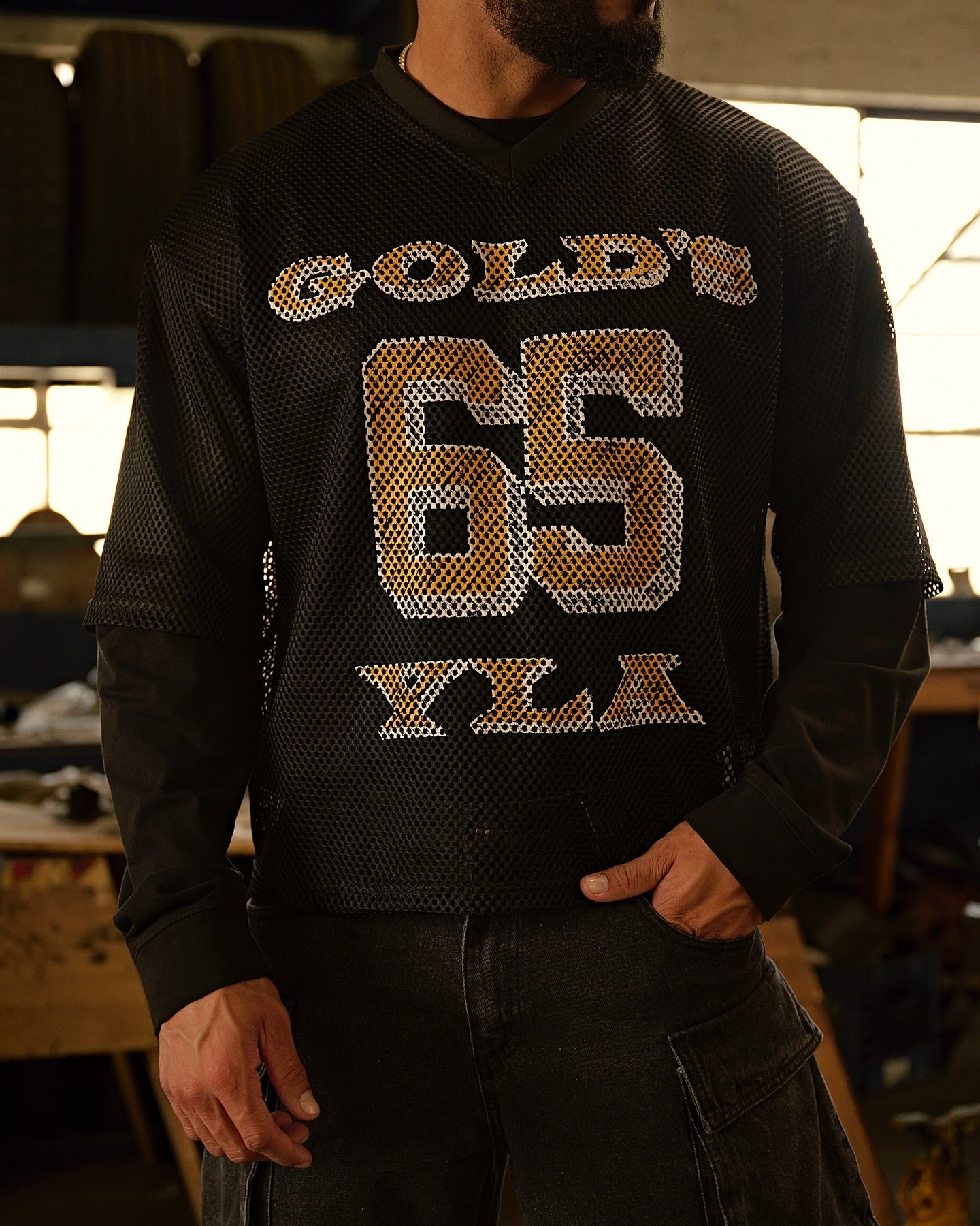 4078 - Golds Gym Jersey - Black - Última pieza en L
