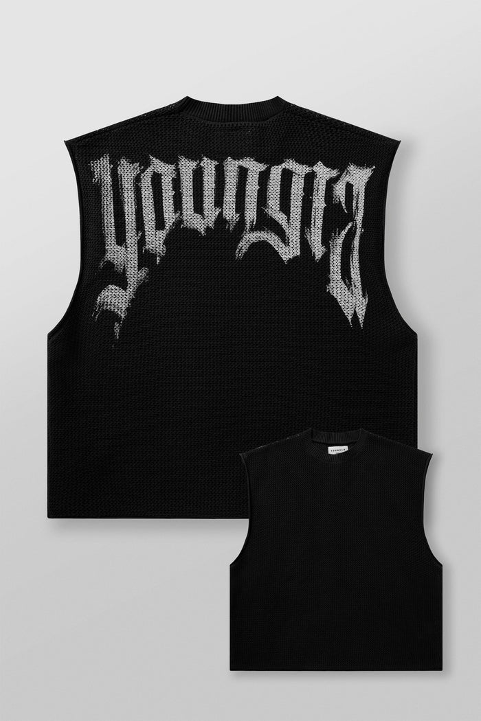 3012 - Drop Shoulder Knit Cut-Off | Black