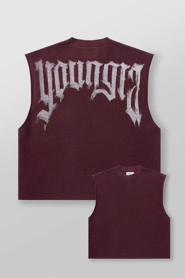 3012 - Drop Shoulder Knit Cut-Off | Burgundy