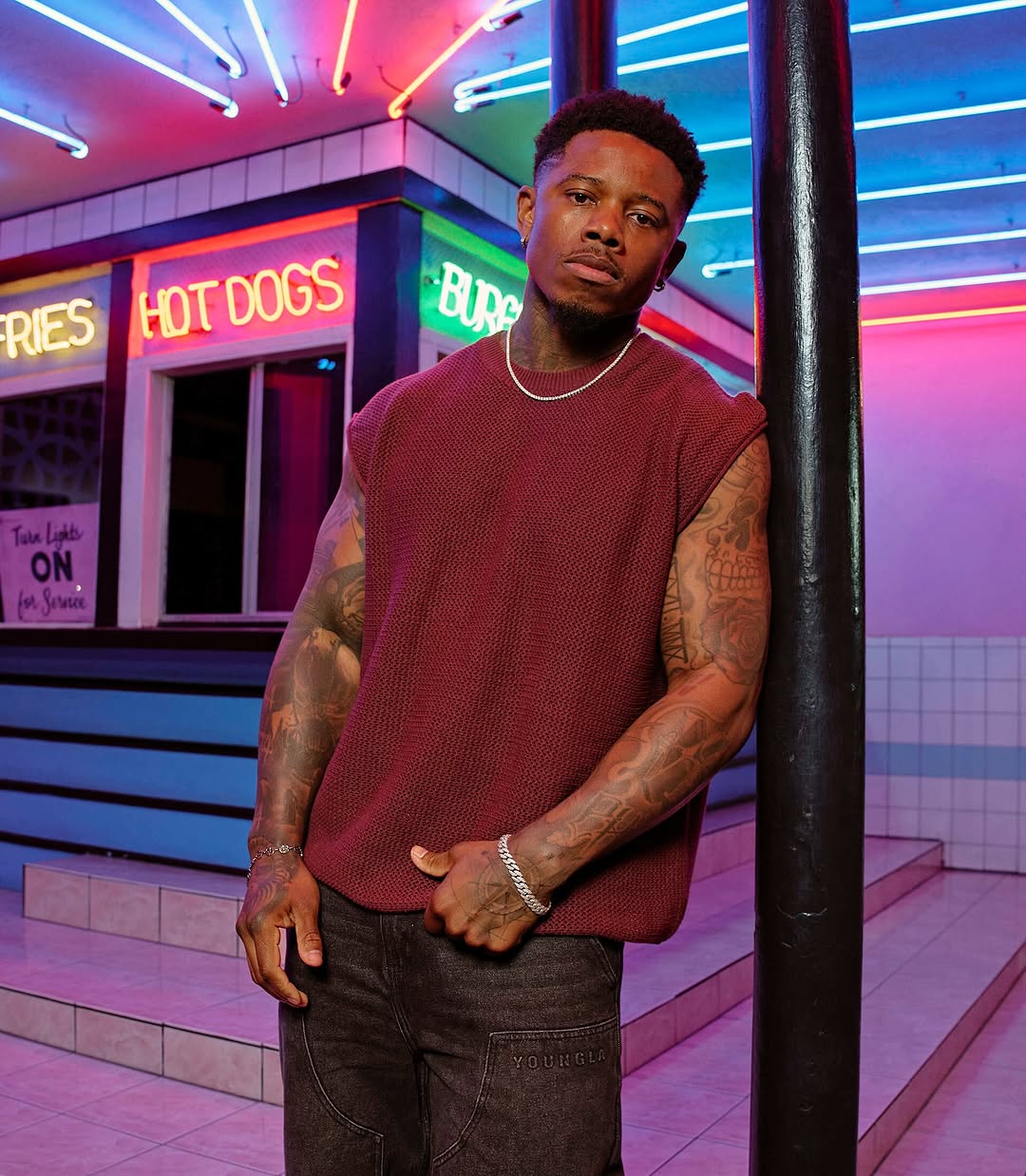 3012 - Drop Shoulder Knit Cut-Off | Burgundy