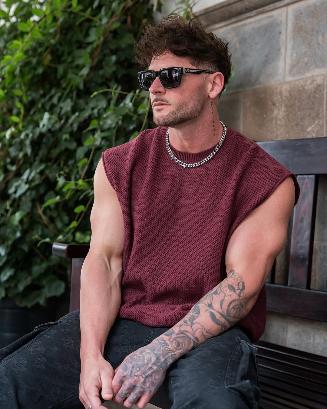 3012 - Drop Shoulder Knit Cut-Off | Burgundy