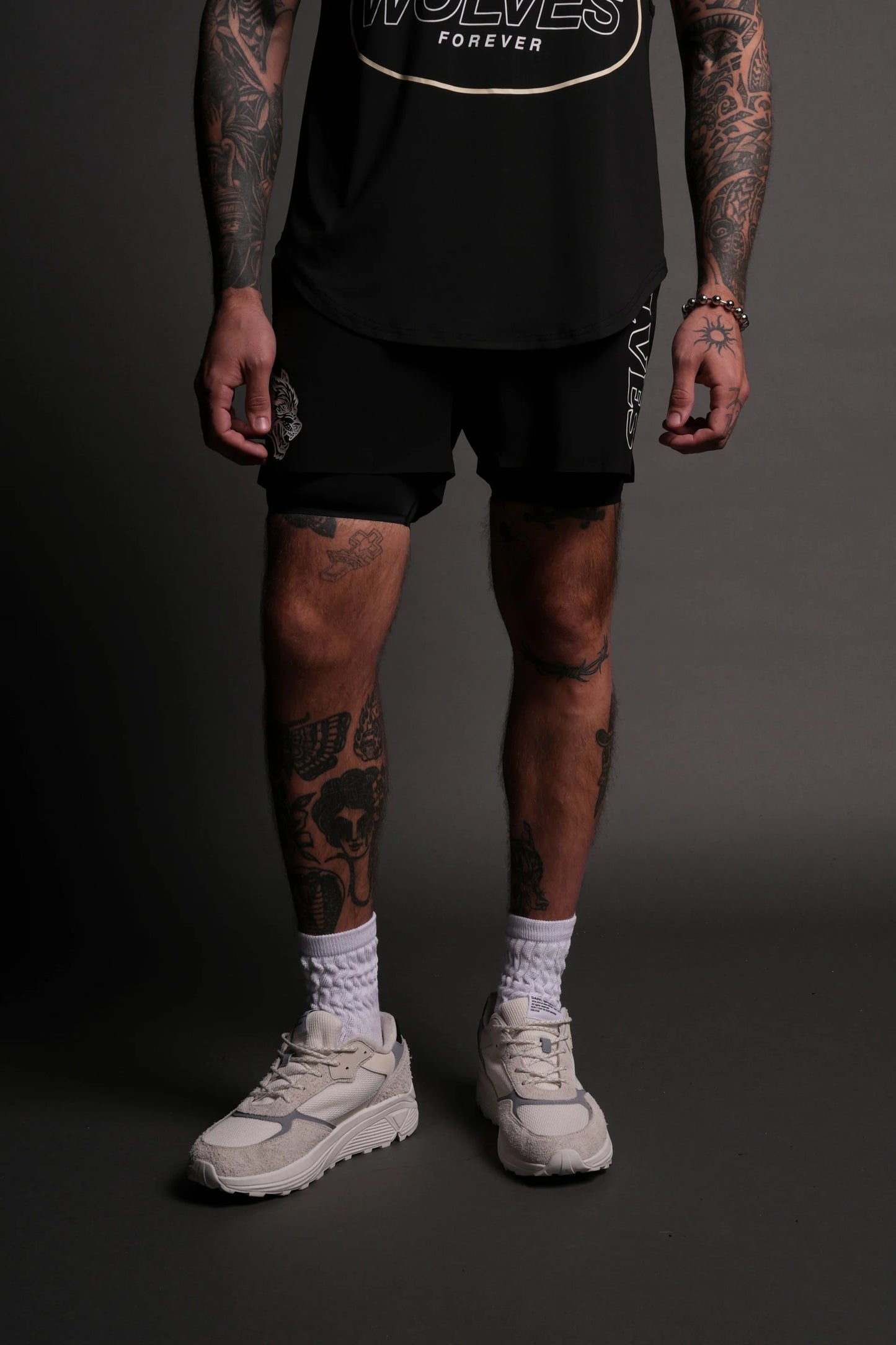 DS - Wolves Hardcore Compression Shorts in Black