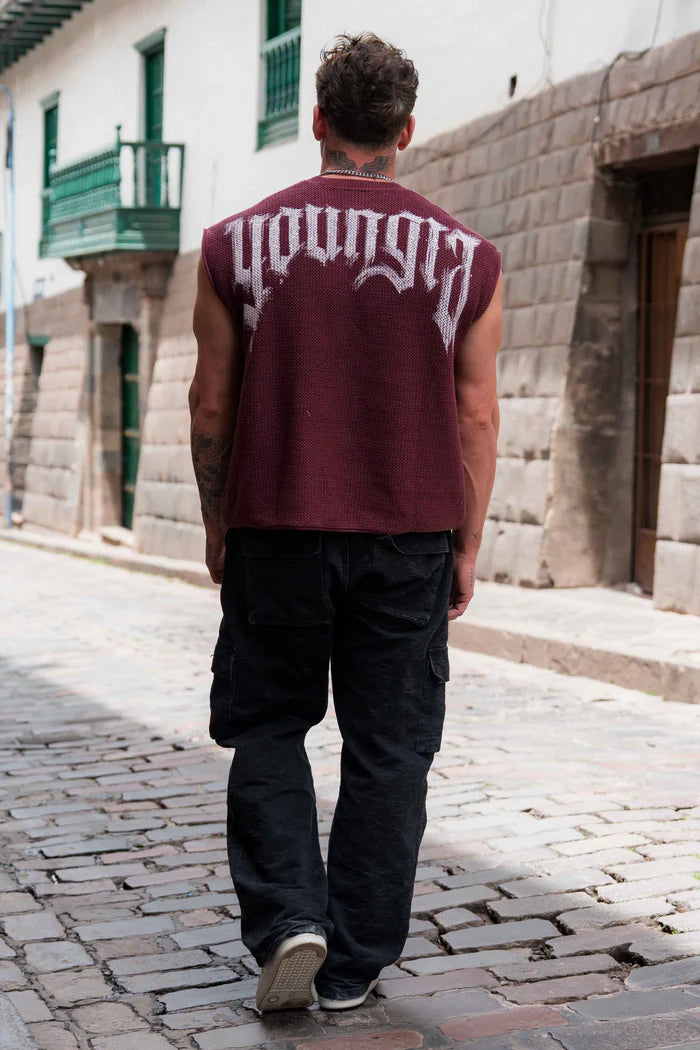 3012 - Drop Shoulder Knit Cut-Off | Burgundy