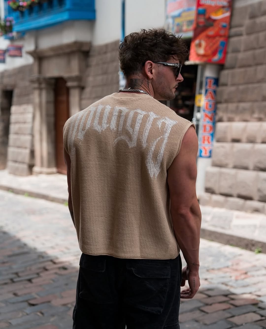 3012 - Drop Shoulder Knit Cut-Off | Beige Tan