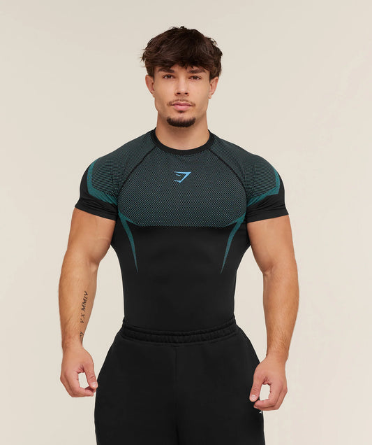 Onyx 5.0 Seamless T-Shirt | Black/Brand Blue