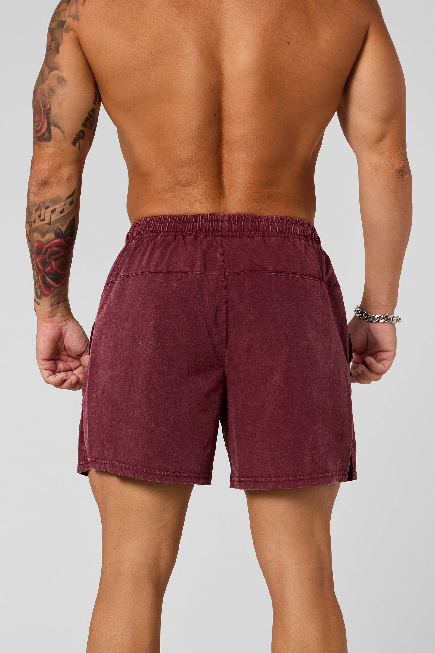 1043 - Washed Fitness Shorts | Burgundy Wash