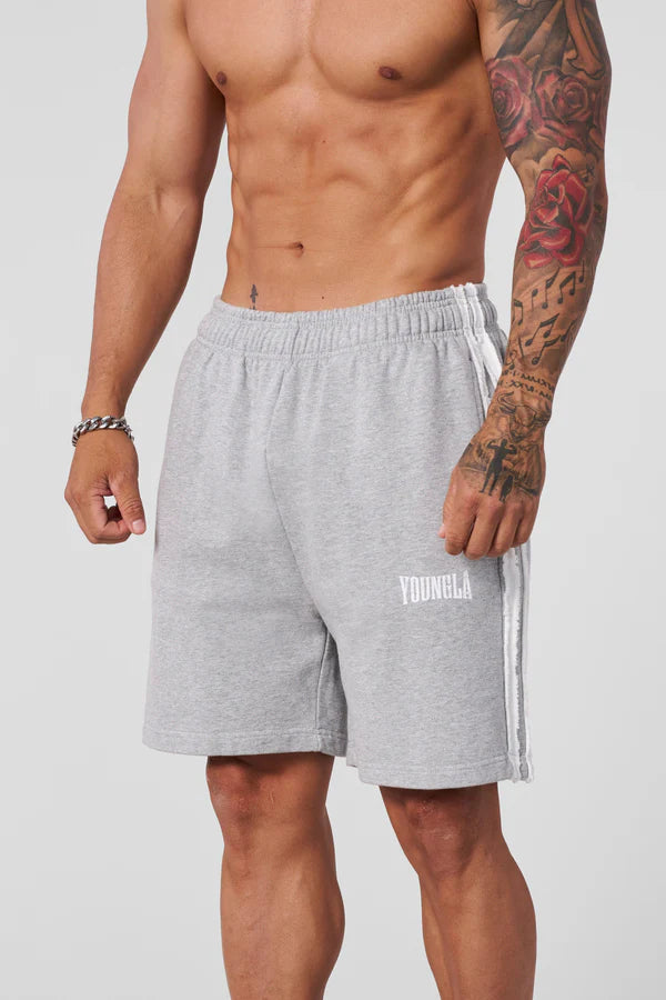 1058 - Vintage Striped Sweat Shorts | Heather Grey
