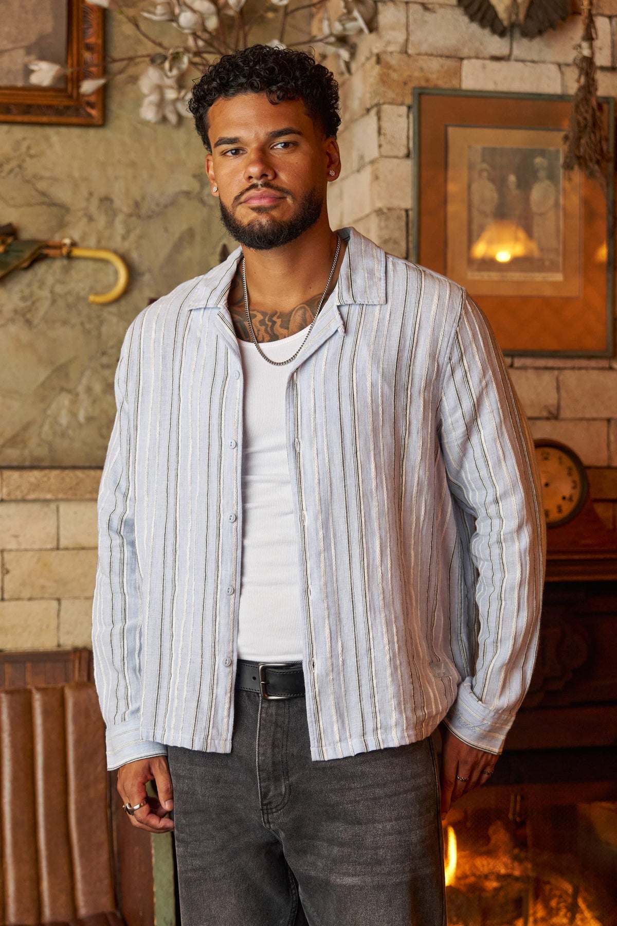 PRE-ORDEN: 8024 - Soho Stripe Shirts | Light Blue