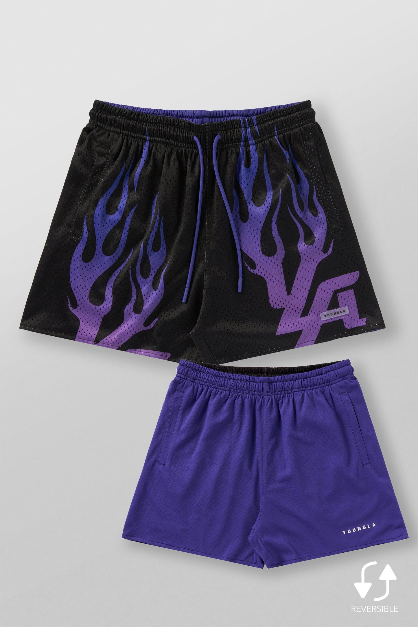 1111 - Skulls & Roses Reversible Shorts | YLA Blaze