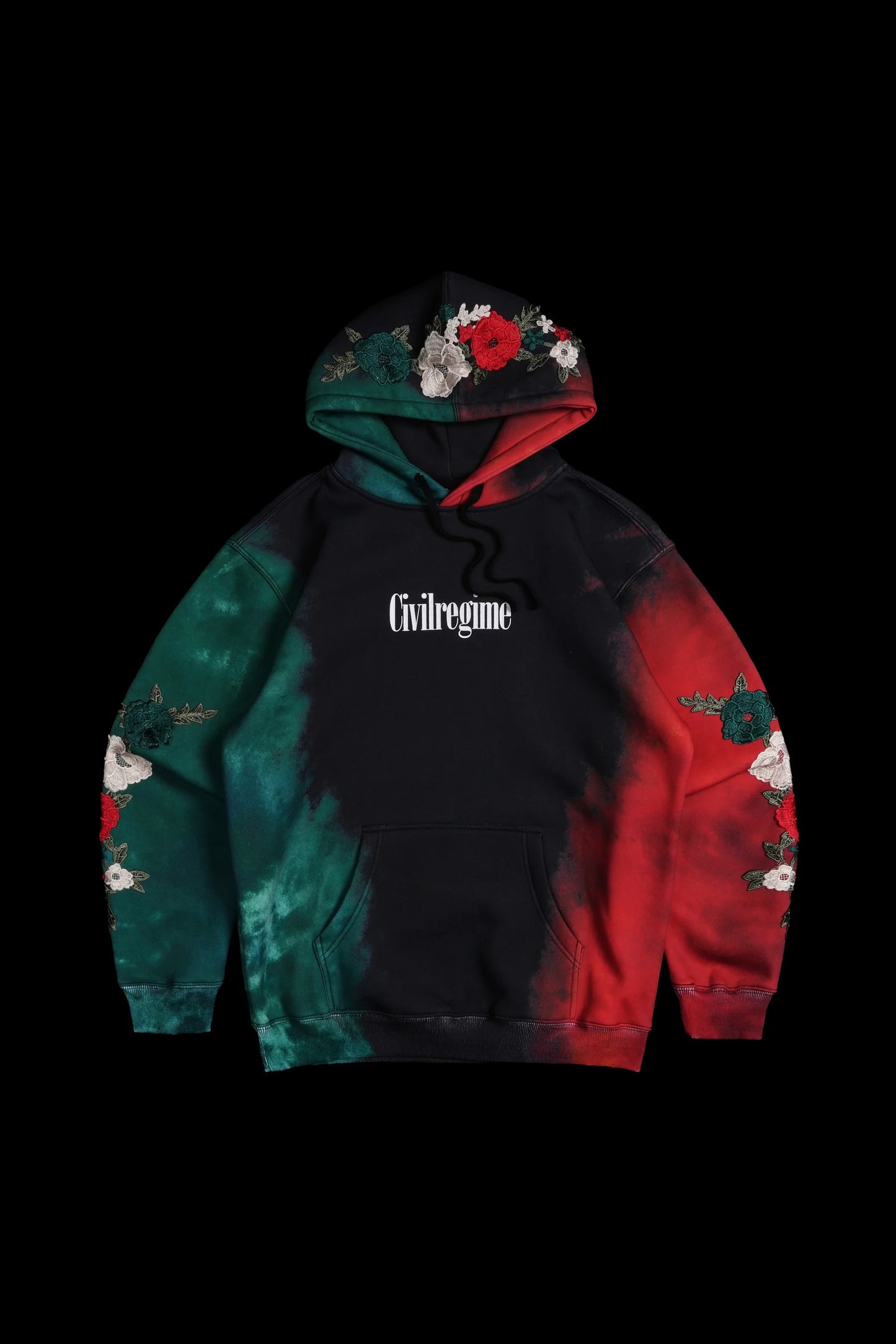 Viva La Rose Indie Classic Hoodie in Deep Green/Black/Radiant Red