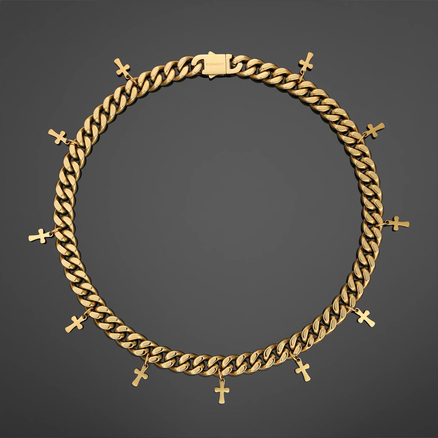 Crossed Cuban Necklace - Gold RG1031