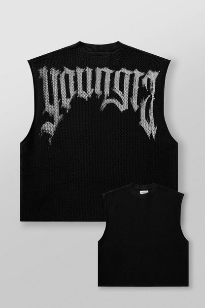 3012 - Drop Shoulder Knit Cut-Off | Black