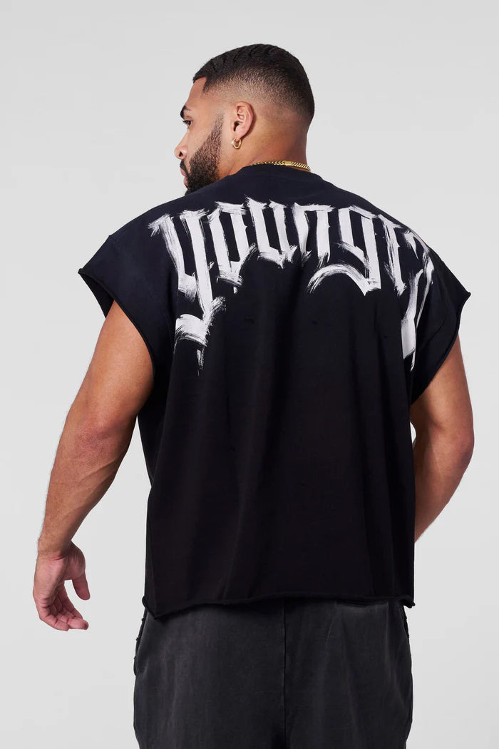 3056 - Drop Shoulder Cut-Offs | Black Wash