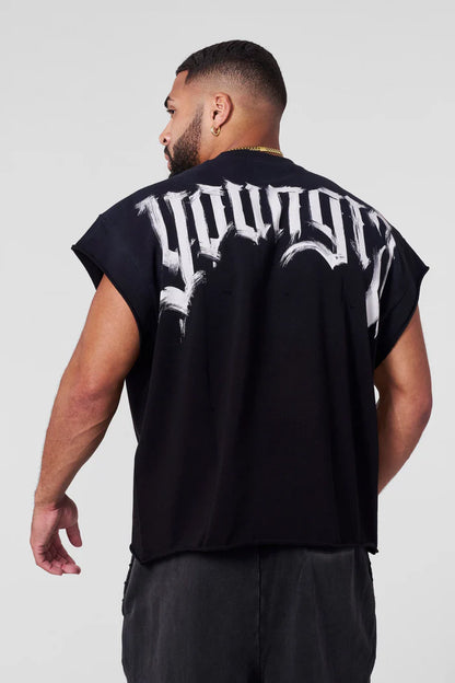 3056 - Drop Shoulder Cut-Offs | Black Wash