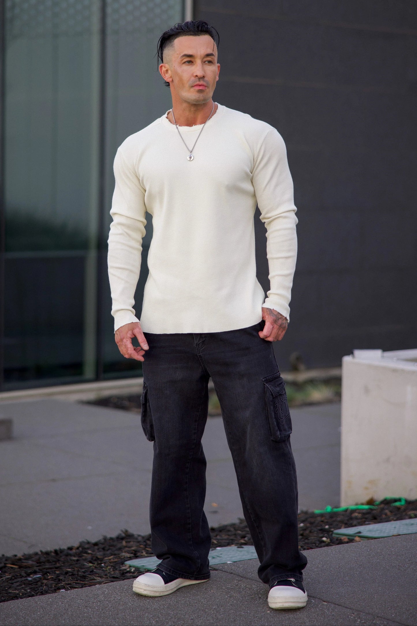 8094 - Tailored Waffle Longsleeves | Off-White