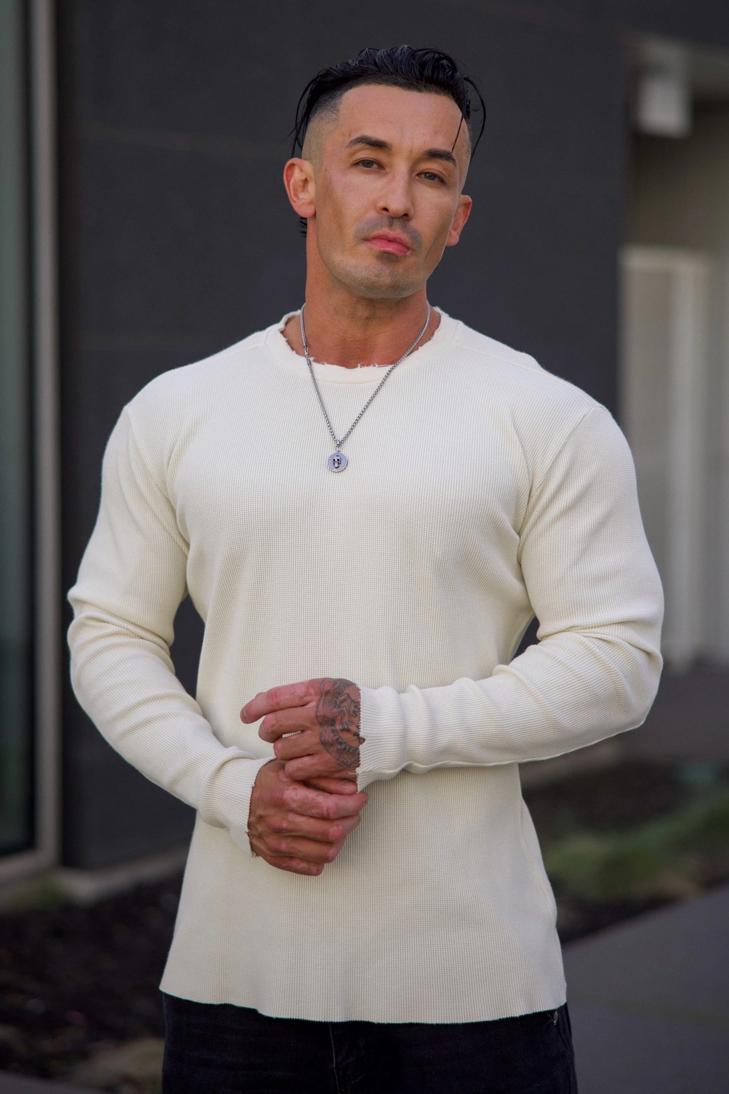 8094 - Tailored Waffle Longsleeves | Off-White