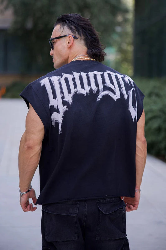 3056 - Drop Shoulder Cut-Offs | Black Wash