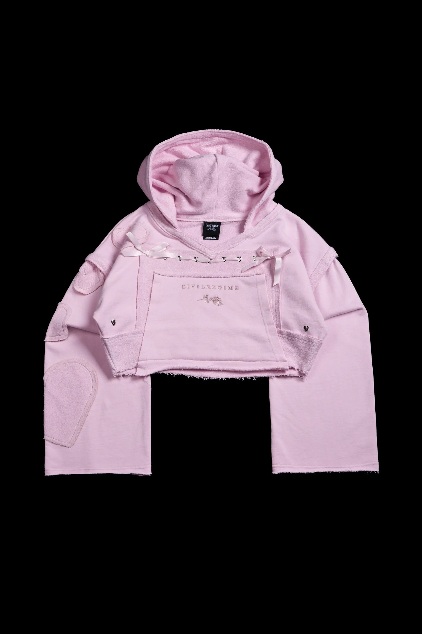 XOXO Pookie Concrete Bloom Cropped Hoodie in Baby Pink