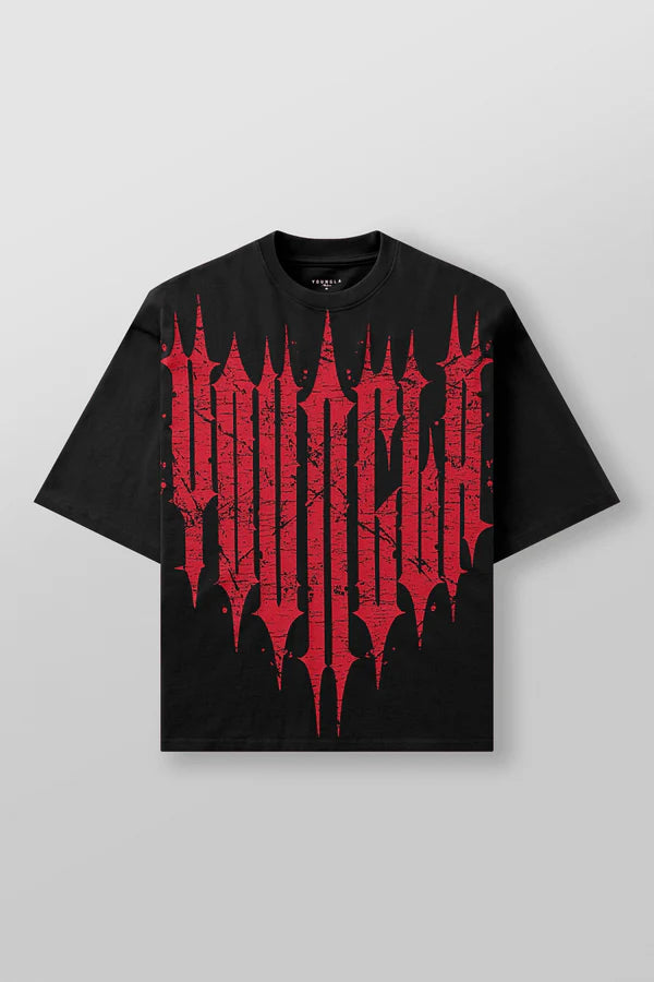 4156 - Revenge Tees | Black Red Wash