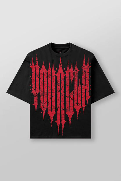 4156 - Revenge Tees | Black Red Wash
