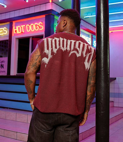 3012 - Drop Shoulder Knit Cut-Off | Burgundy