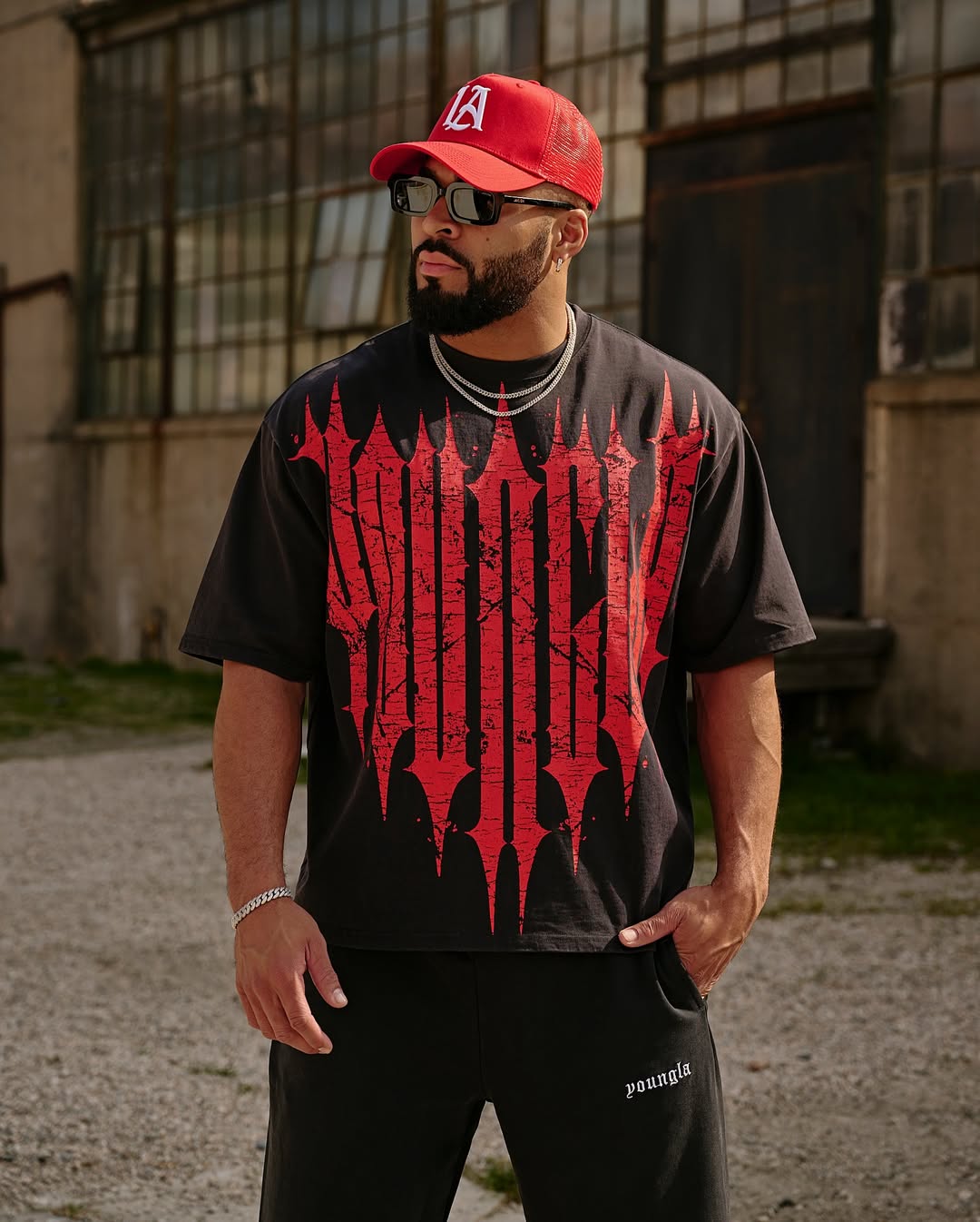 4156 - Revenge Tees | Black Red Wash