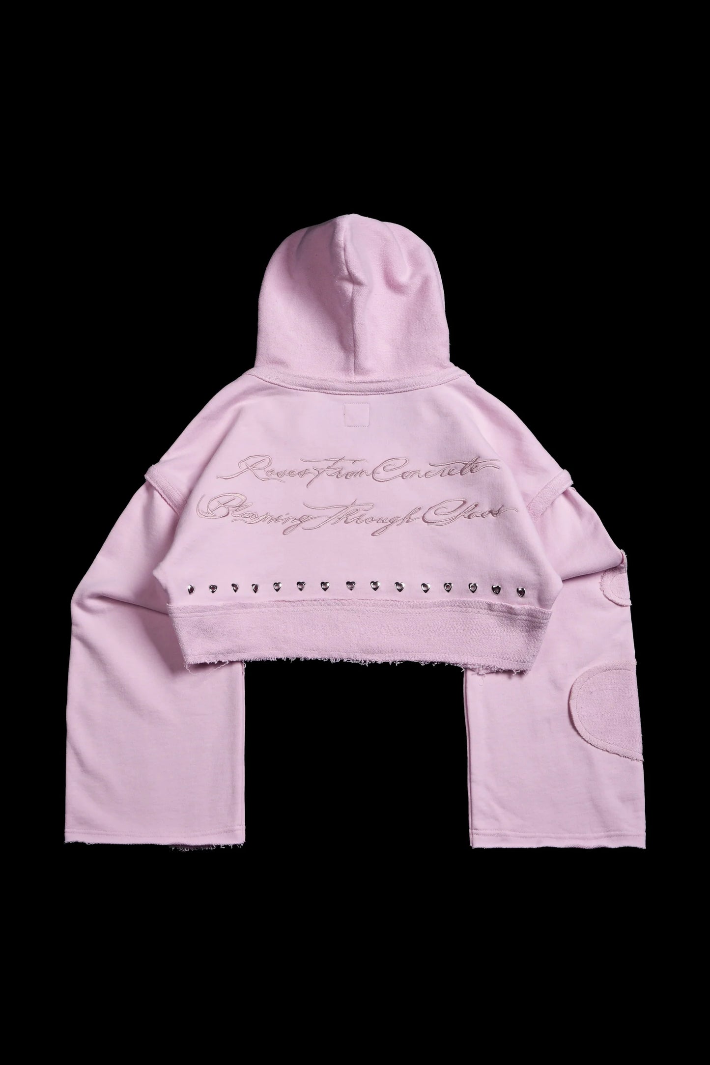 XOXO Pookie Concrete Bloom Cropped Hoodie in Baby Pink