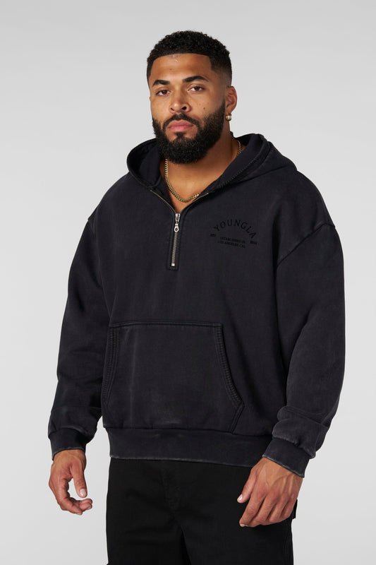 5169 - Old Money Quarter-Zip Hoodies | Black Wash