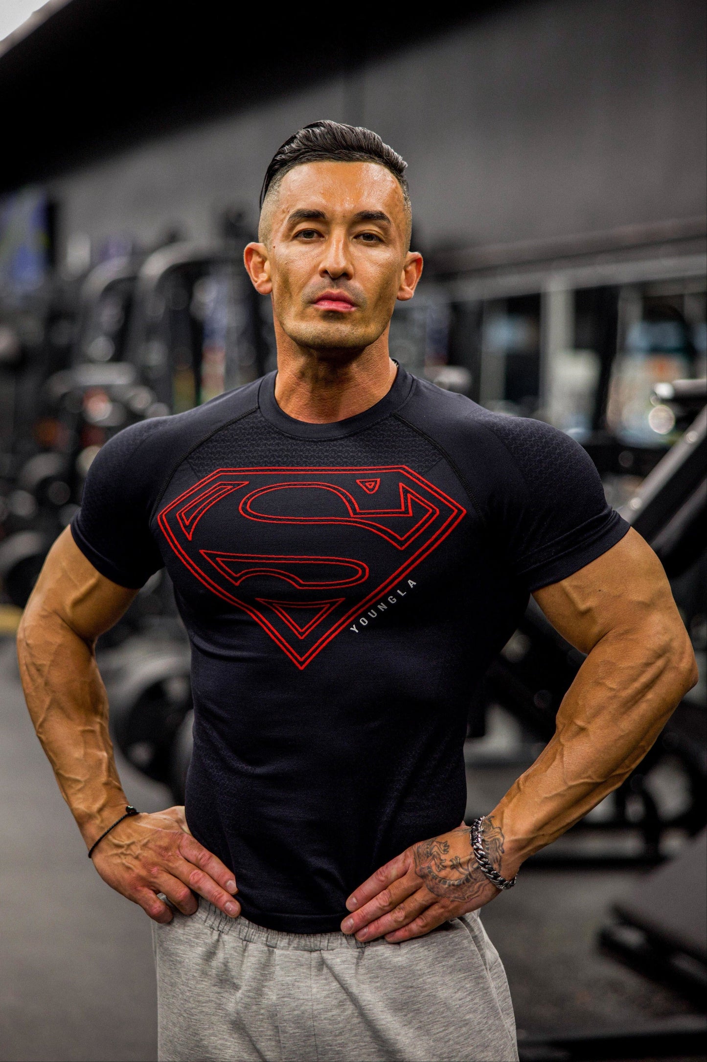 4117 - Superman Compression Tees | Black/Red