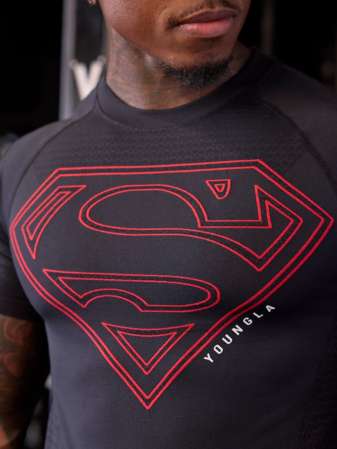 4117 - Superman Compression Tees | Black/Red