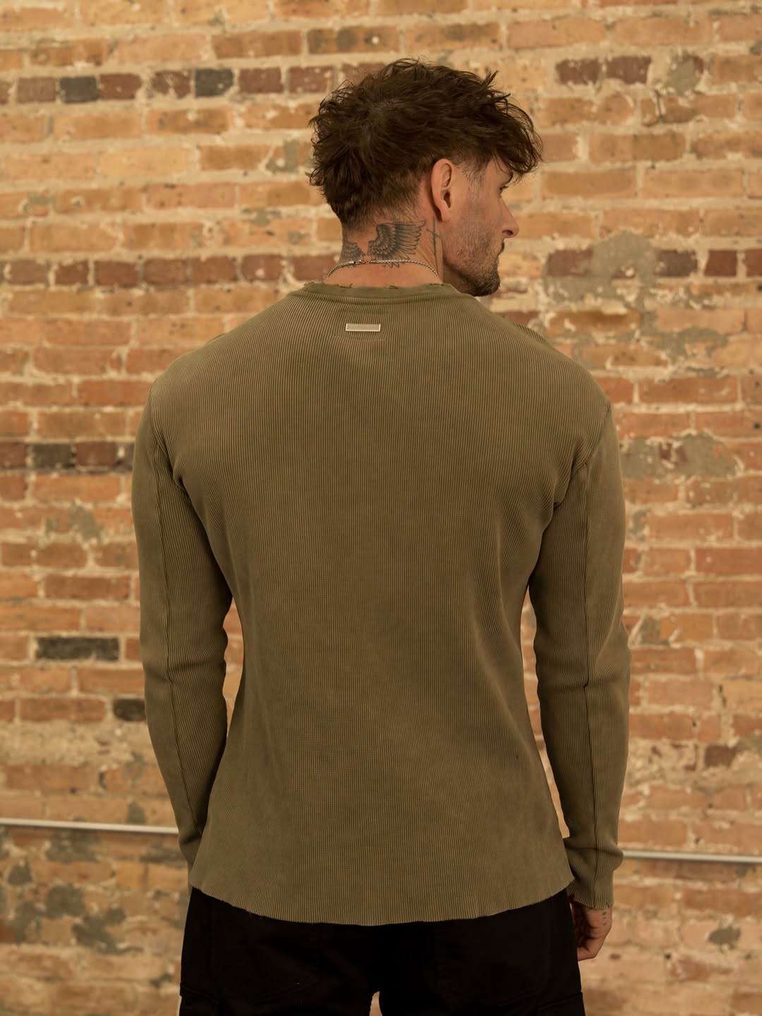 8094 - Tailored Waffle Longsleeves | Olive Wash