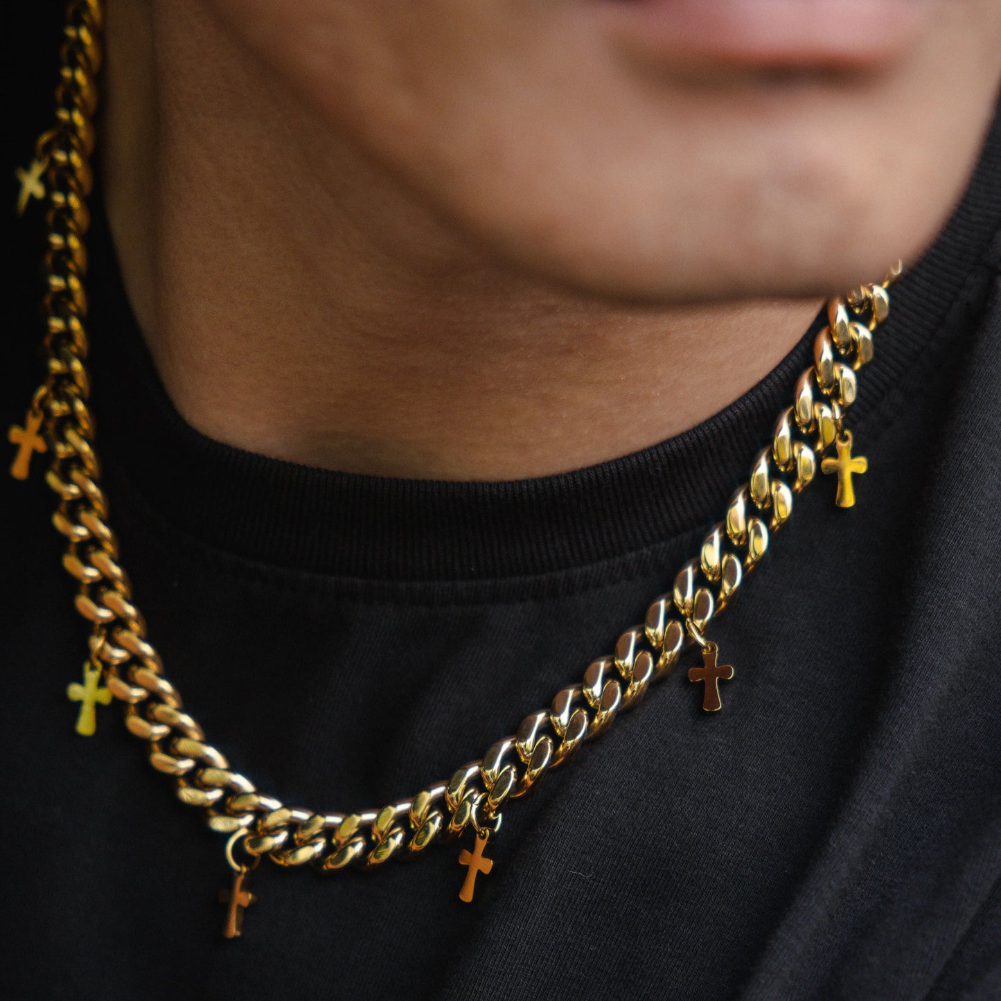 Crossed Cuban Necklace - Gold RG1031