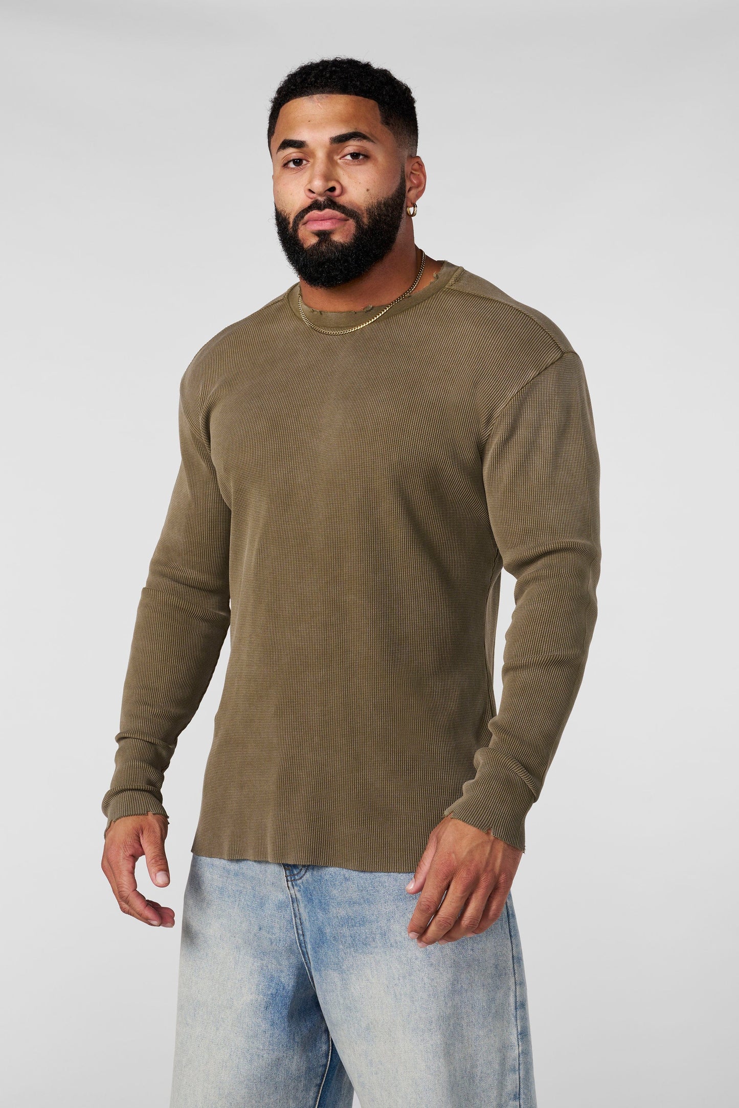 8094 - Tailored Waffle Longsleeves | Olive Wash