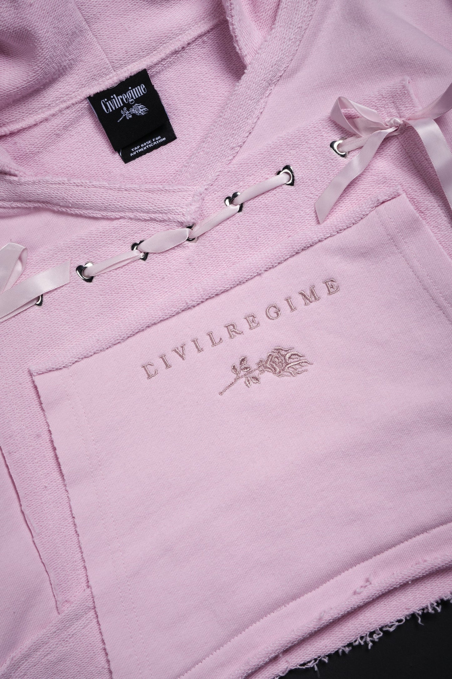 XOXO Pookie Concrete Bloom Cropped Hoodie in Baby Pink