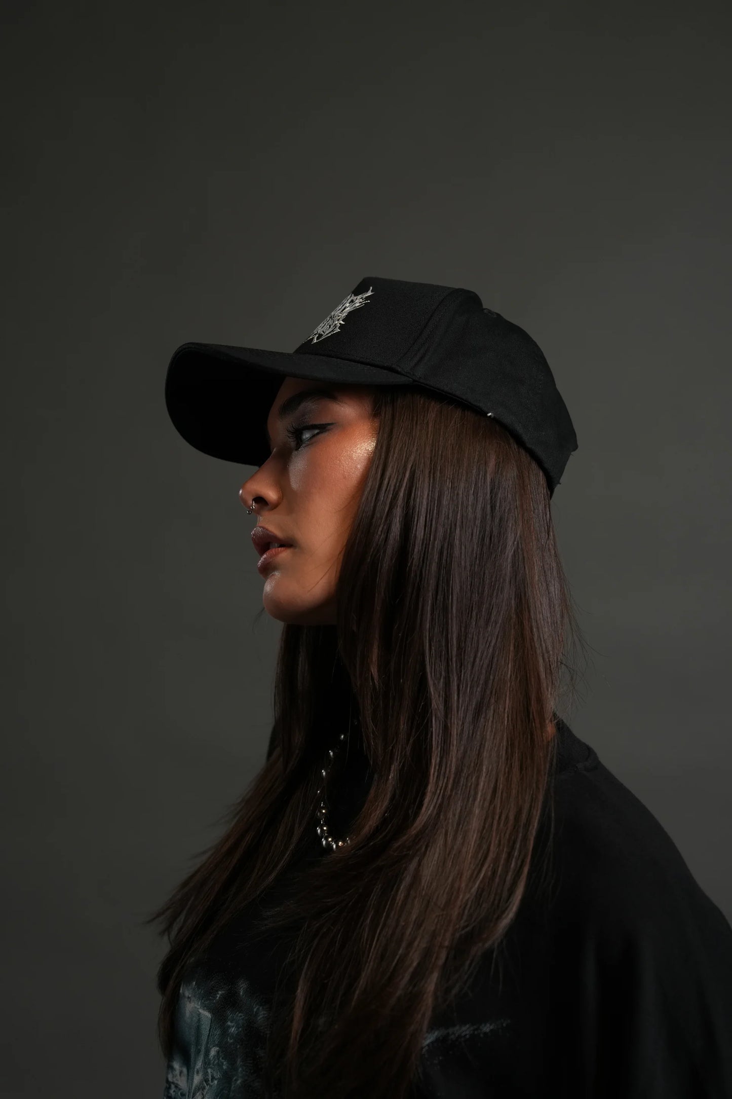 Finite Metal 5 Panel Hat in Black