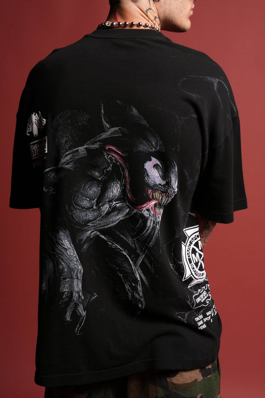 Venomous Side-By-Side Series Premium Oversized Tee | Black