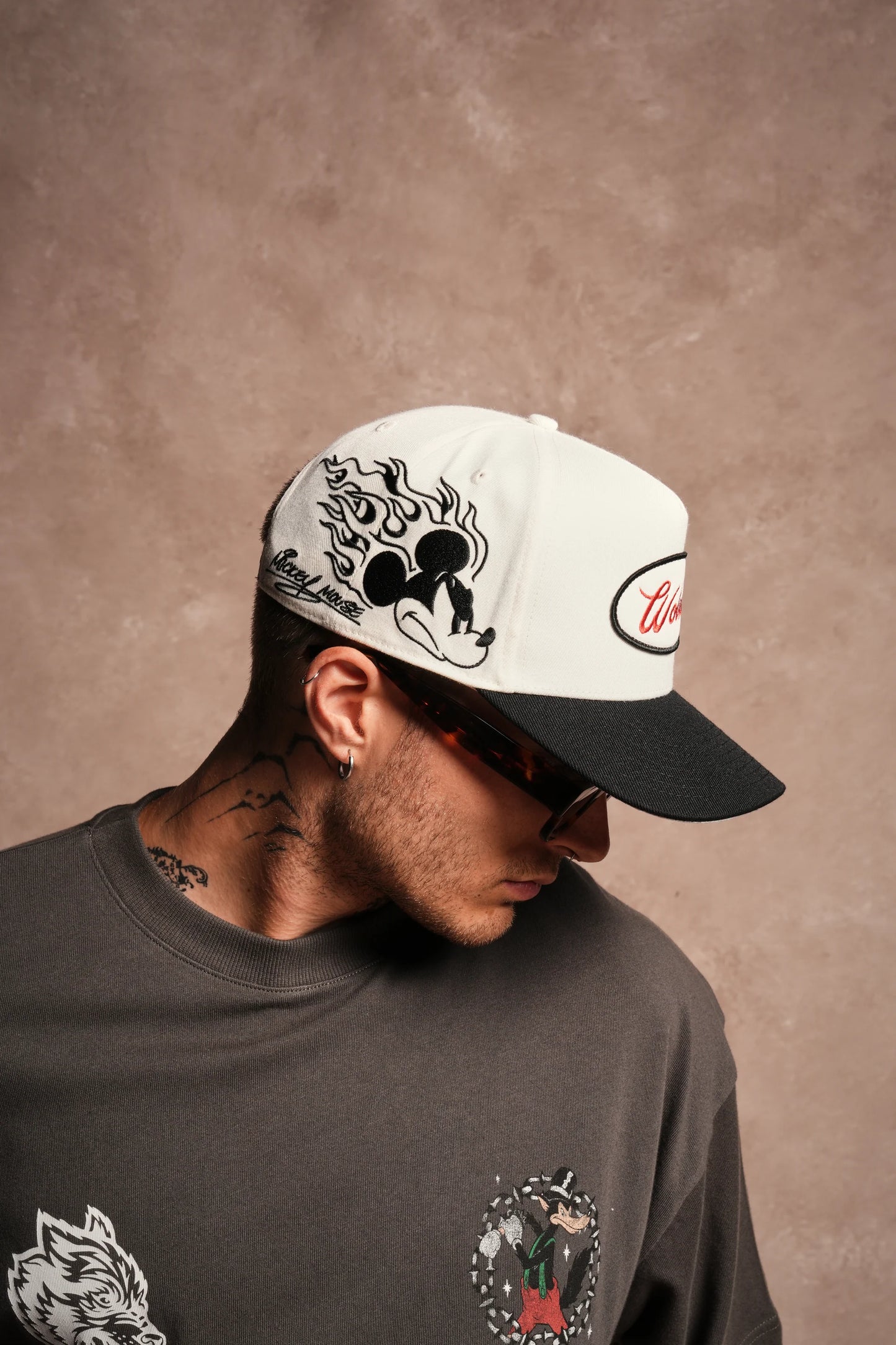 Mickey & The Wolf A Frame Snapback | Cream/Black