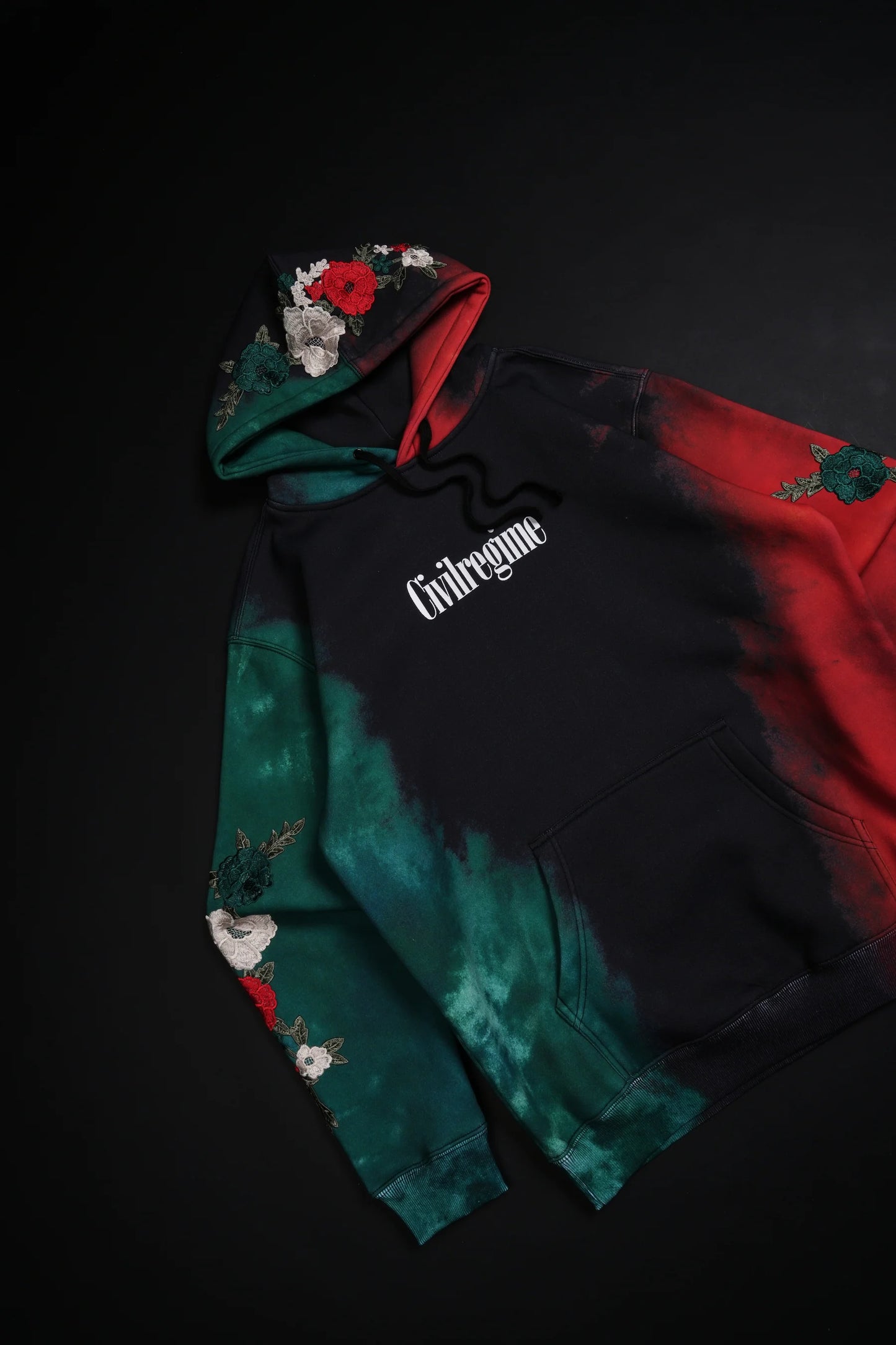 Viva La Rose Indie Classic Hoodie in Deep Green/Black/Radiant Red