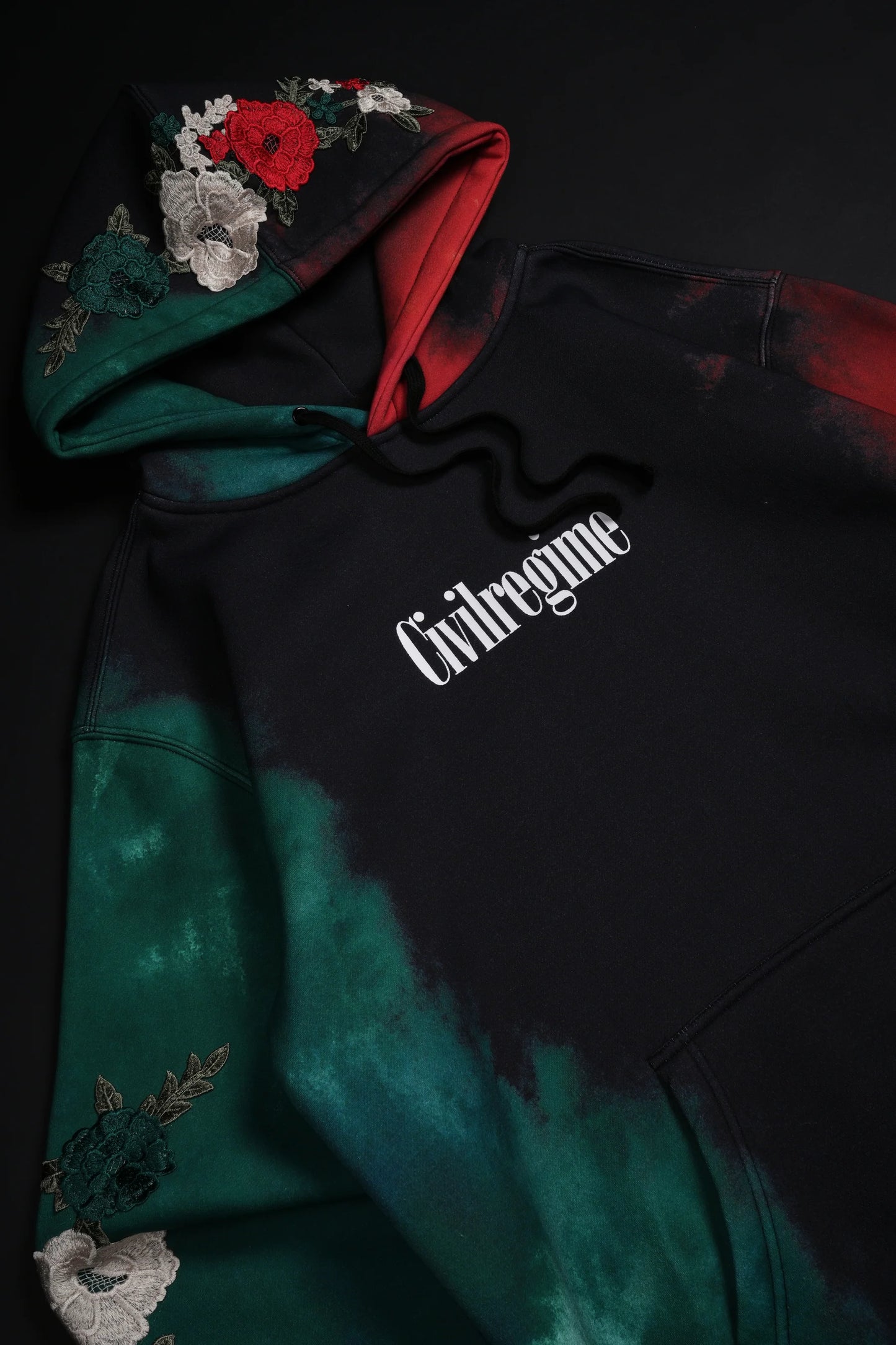 Viva La Rose Indie Classic Hoodie in Deep Green/Black/Radiant Red
