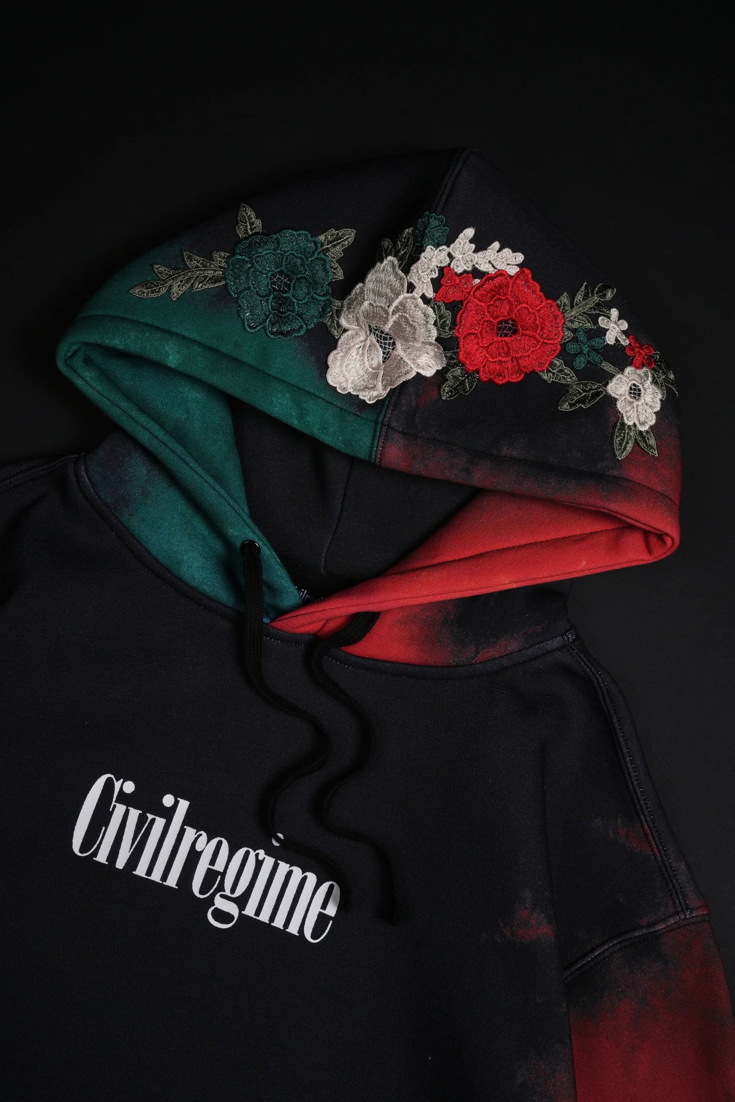 Viva La Rose Indie Classic Hoodie in Deep Green/Black/Radiant Red