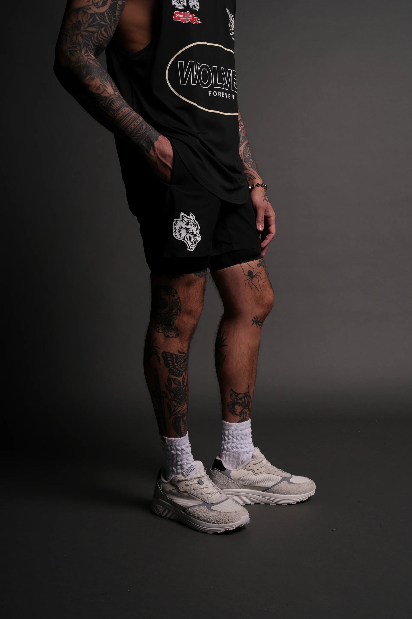DS - Wolves Hardcore Compression Shorts in Black
