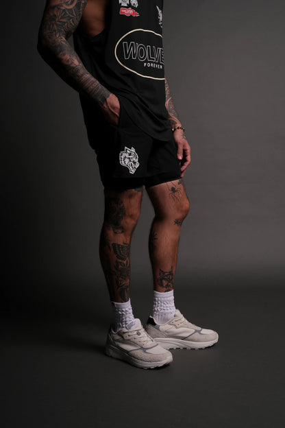 DS - Wolves Hardcore Compression Shorts in Black