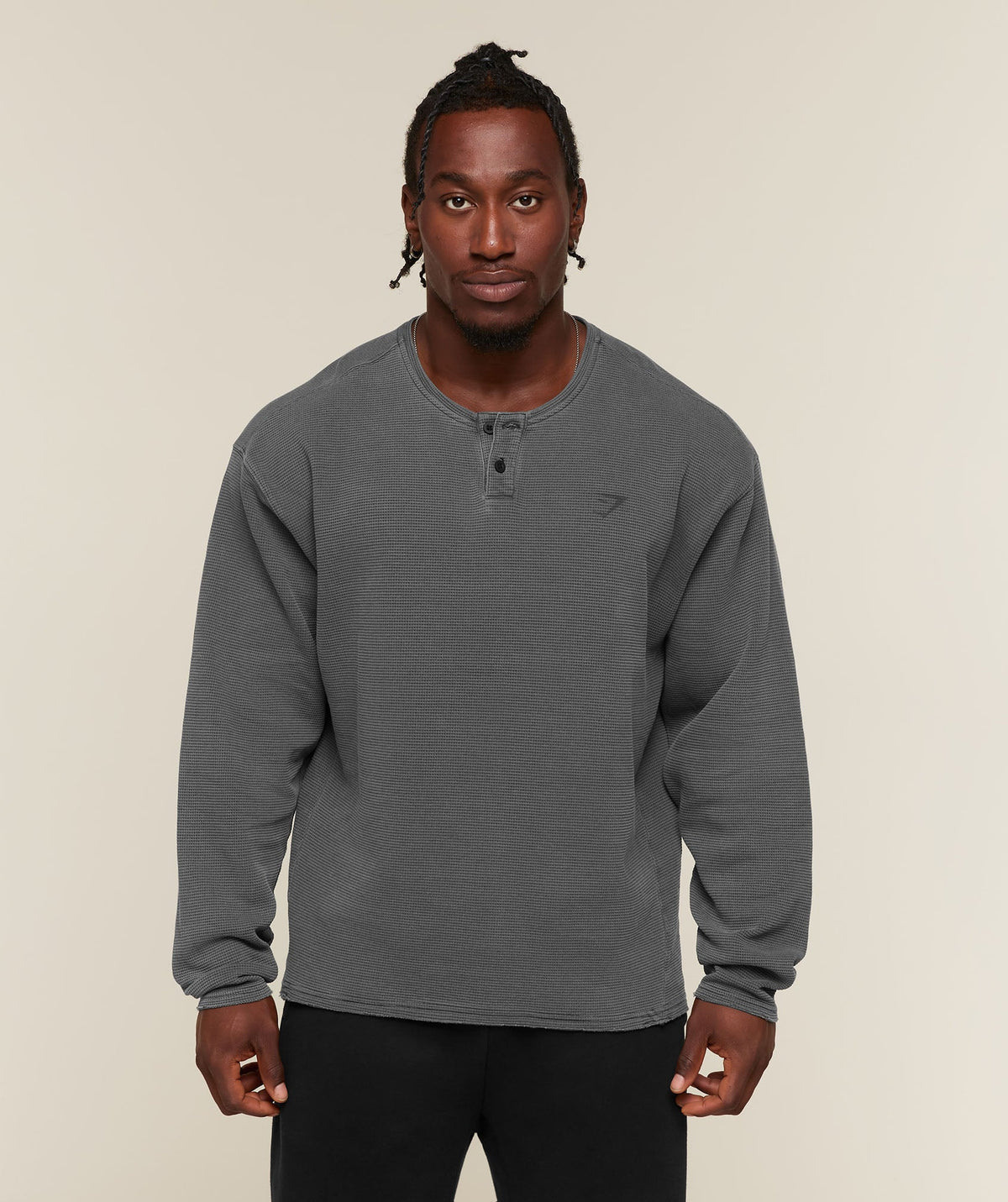 Power Washed Henley | Black/Wash