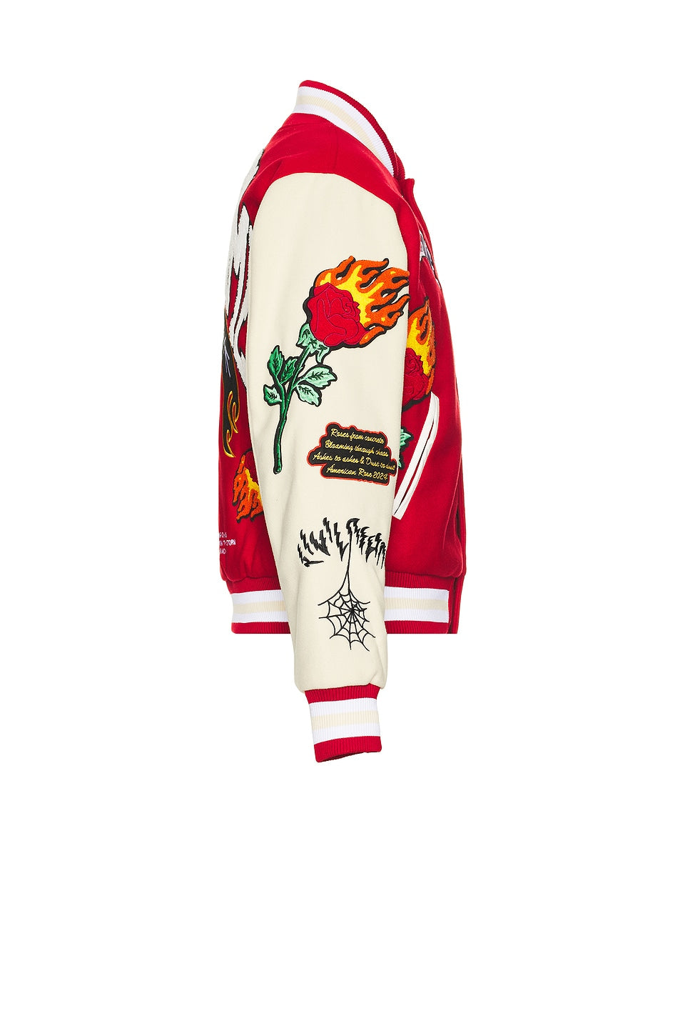 Flames V2 Varsity Jacket in Butter/Red
