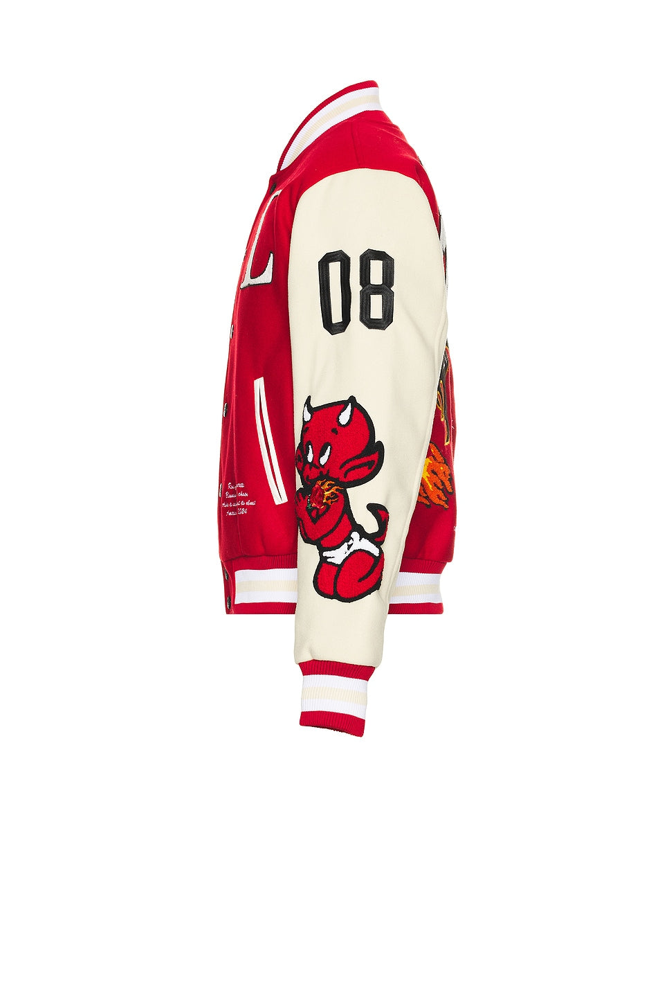 Flames V2 Varsity Jacket in Butter/Red