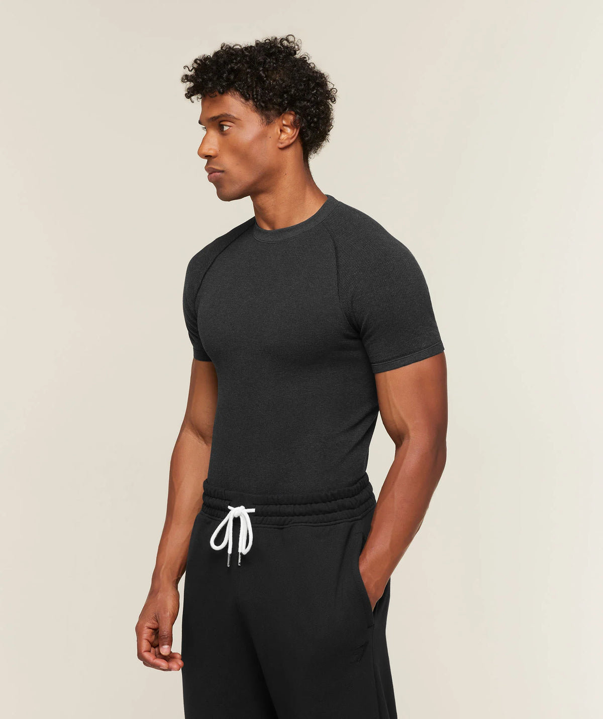 Cotton Seamless T-Shirt | Black Marl