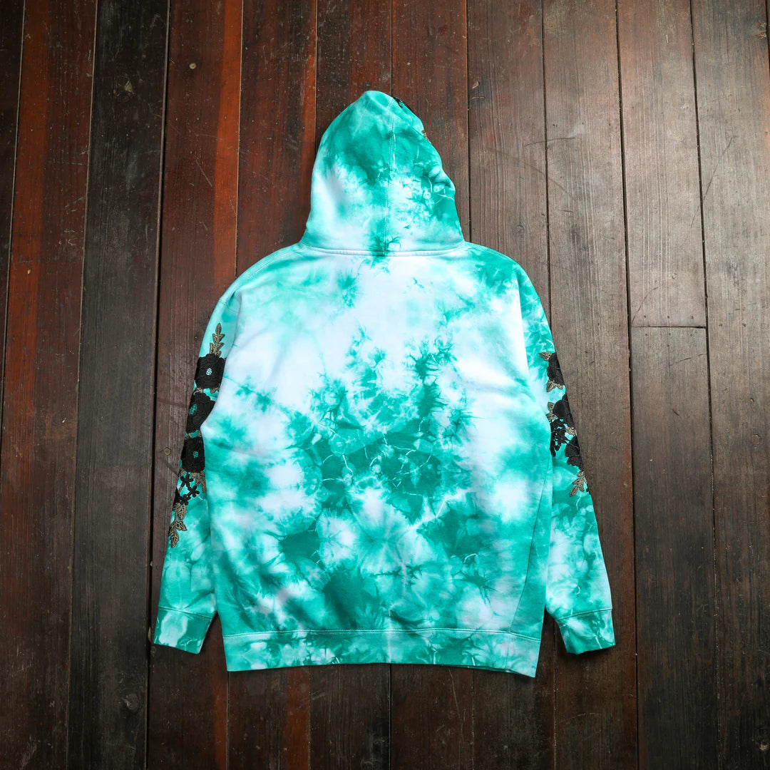 Roses Hoodie in Aqua Wash