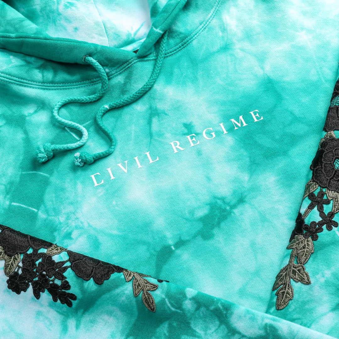 Roses Hoodie in Aqua Wash