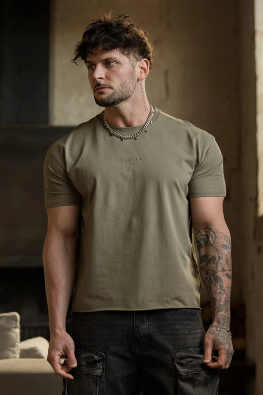 44097 - Cropped Tailored Tees | Peat Wash - Última pieza en L