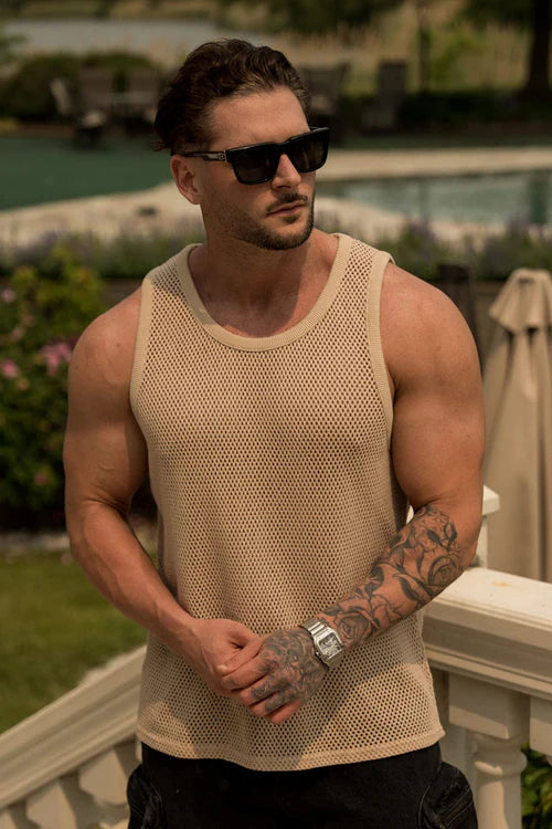 3024 - Cotton Mesh Tanks | Beige